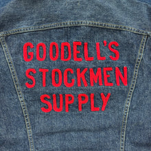 Load image into Gallery viewer, Lee 1960s 101-J Embroidered Goodell&#39;s Stockmen Supply Denim Jacket

