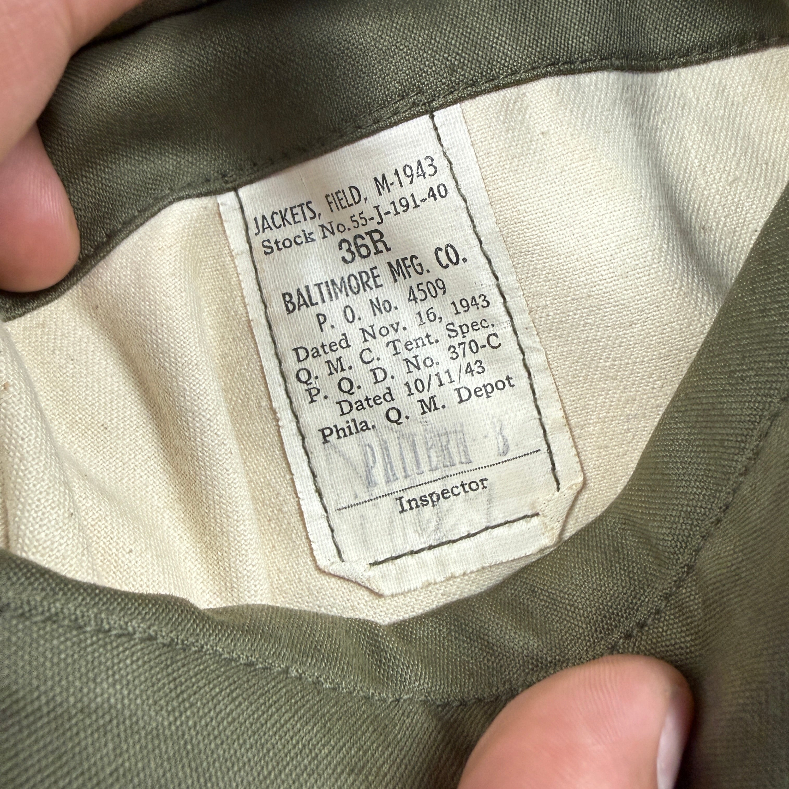 US Army M-1943 Field Jacket '370C' - Mint Condition/Deadstock