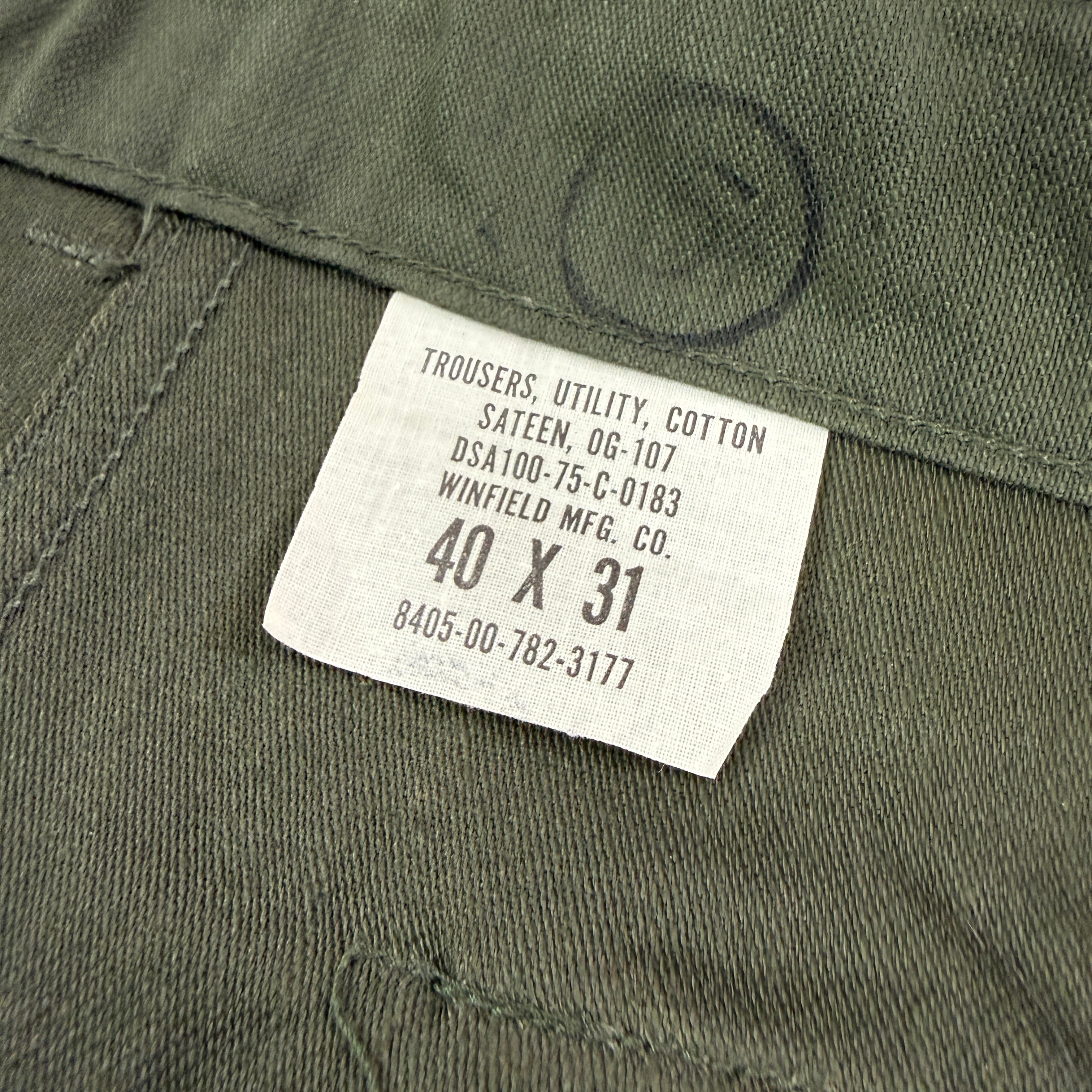 US Army Vietnam 1975 OG107 Pants - Deadstock - Size 38!