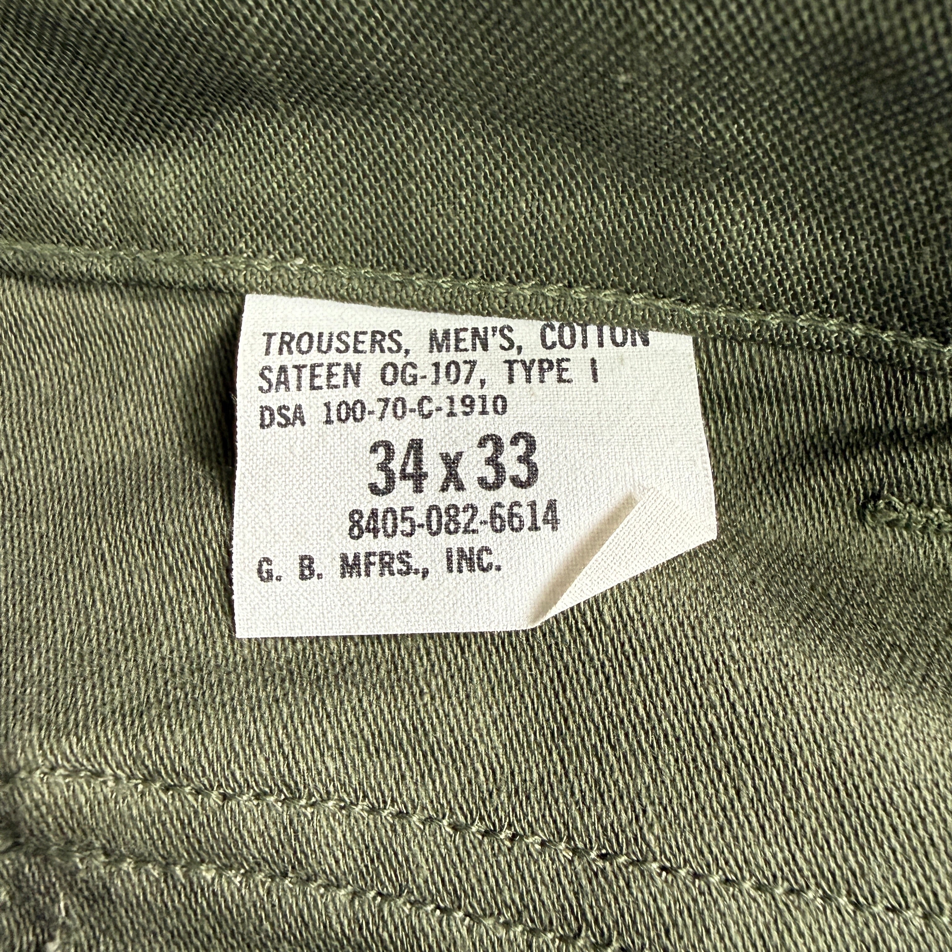 US Army Vietnam 1970 OG107 Pants - Deadstock - Size 33