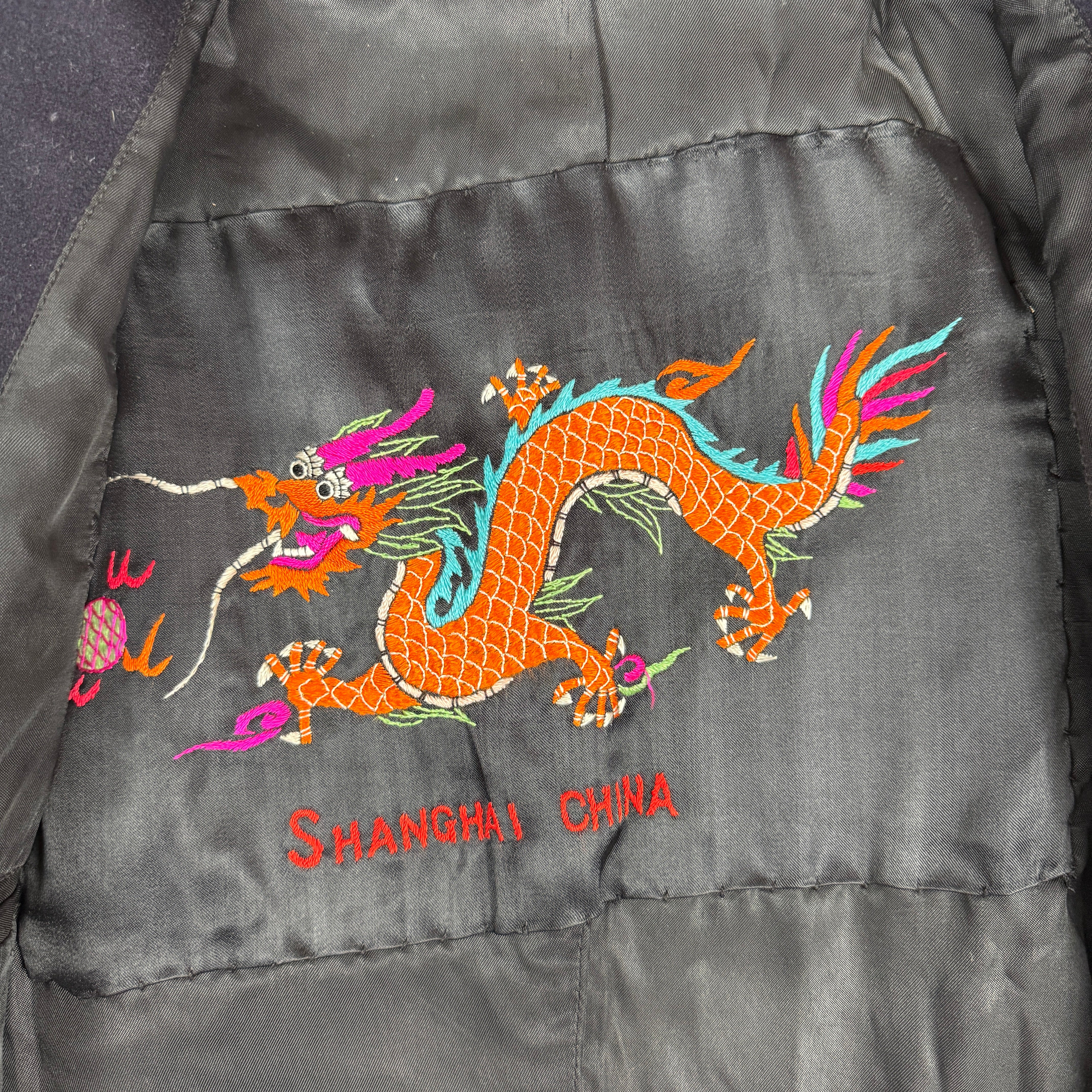 US Navy Early-Mid WW2 Peacoat with Embroidered Dragon - Size 38