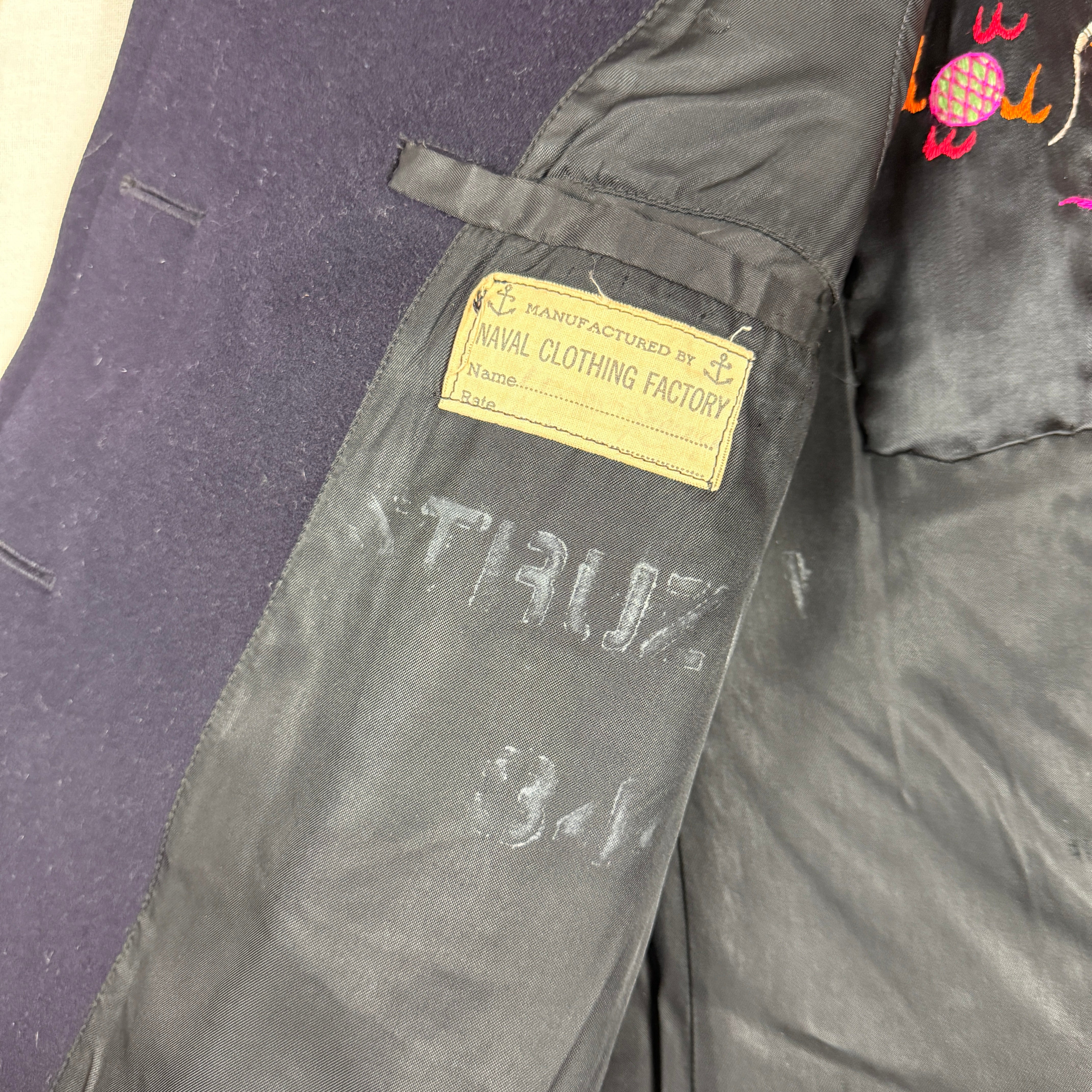 US Navy Early-Mid WW2 Peacoat with Embroidered Dragon - Size 38