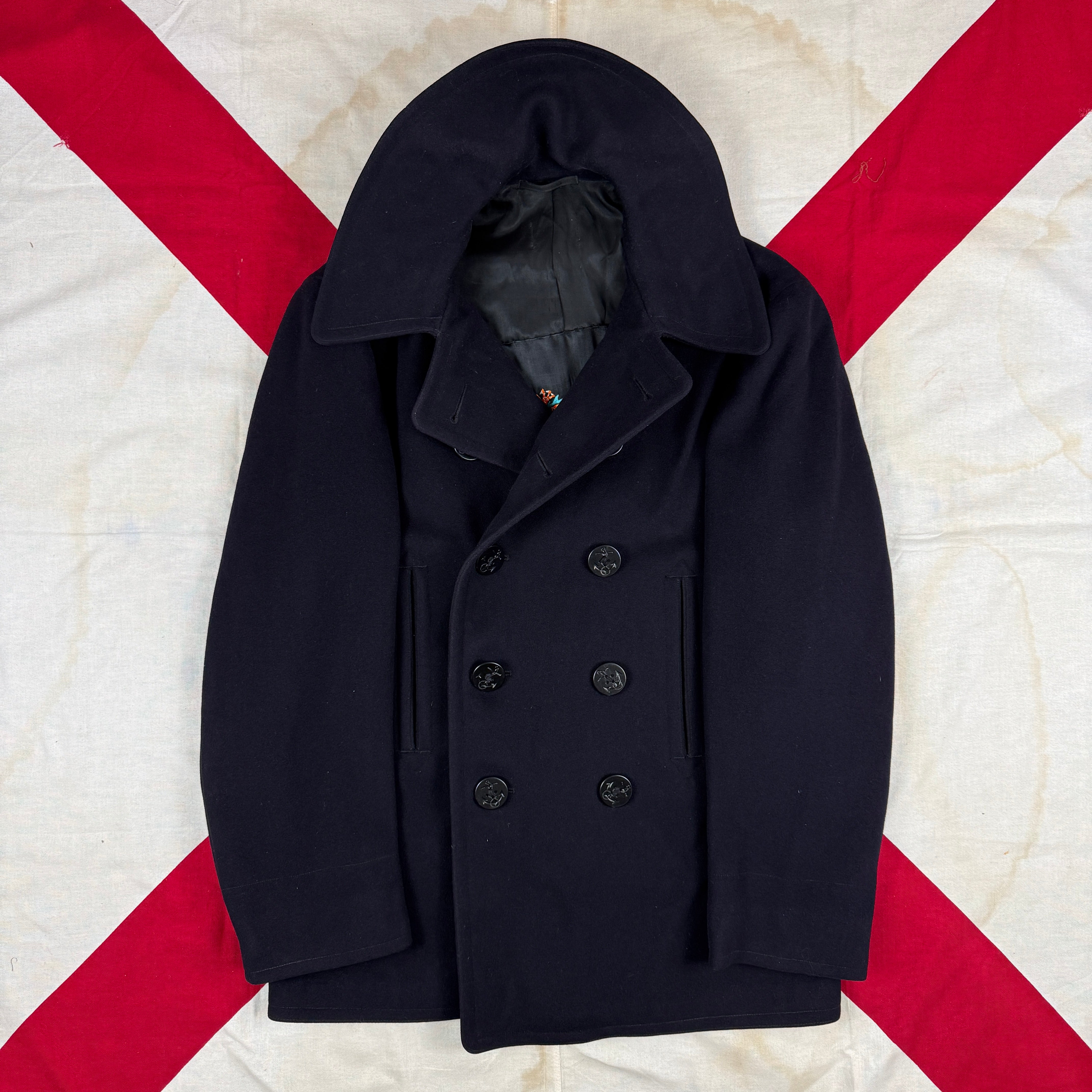 US Navy Early-Mid WW2 Peacoat with Embroidered Dragon - Size 38