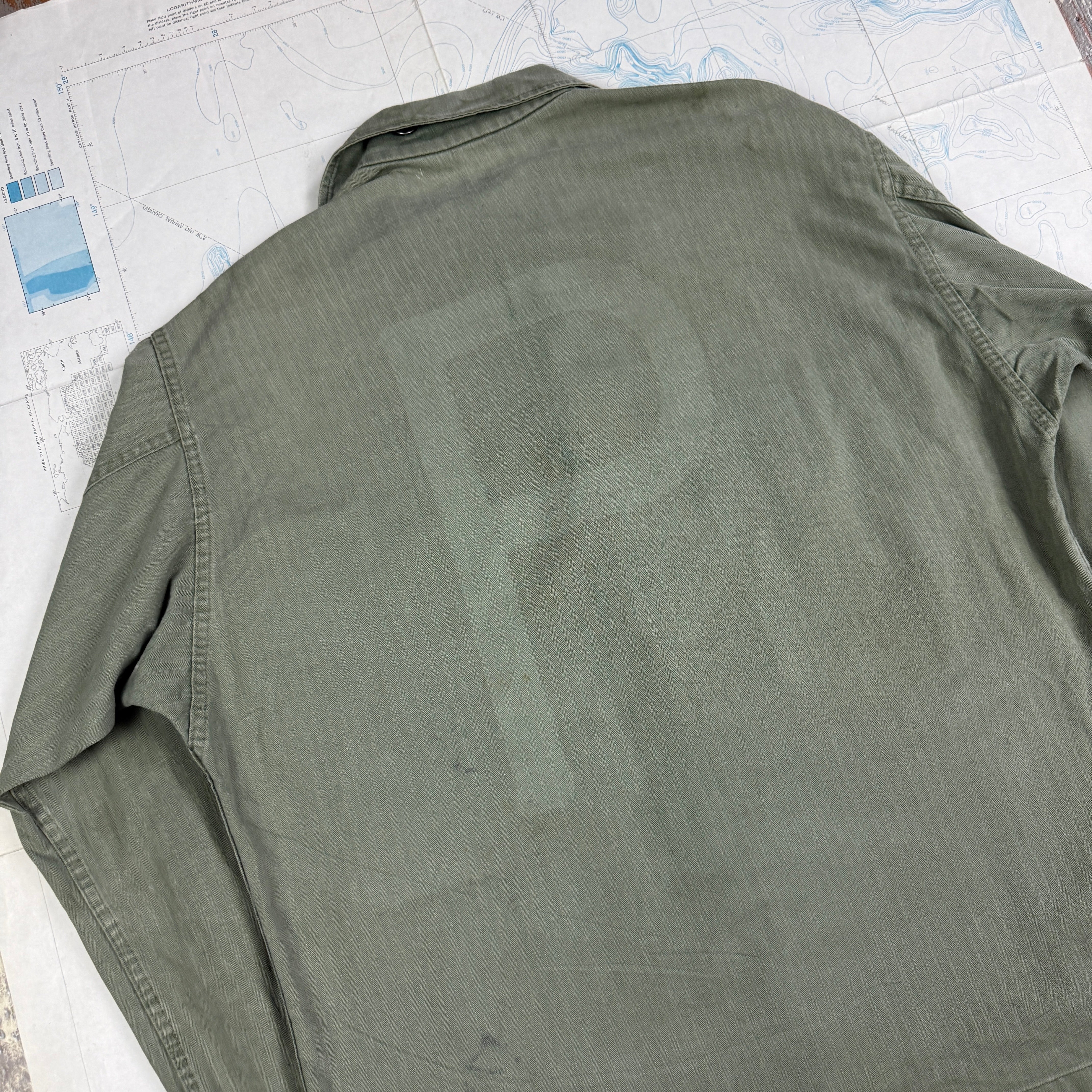 US Army WW2 HBT Fatigue Shirt with POW stencil