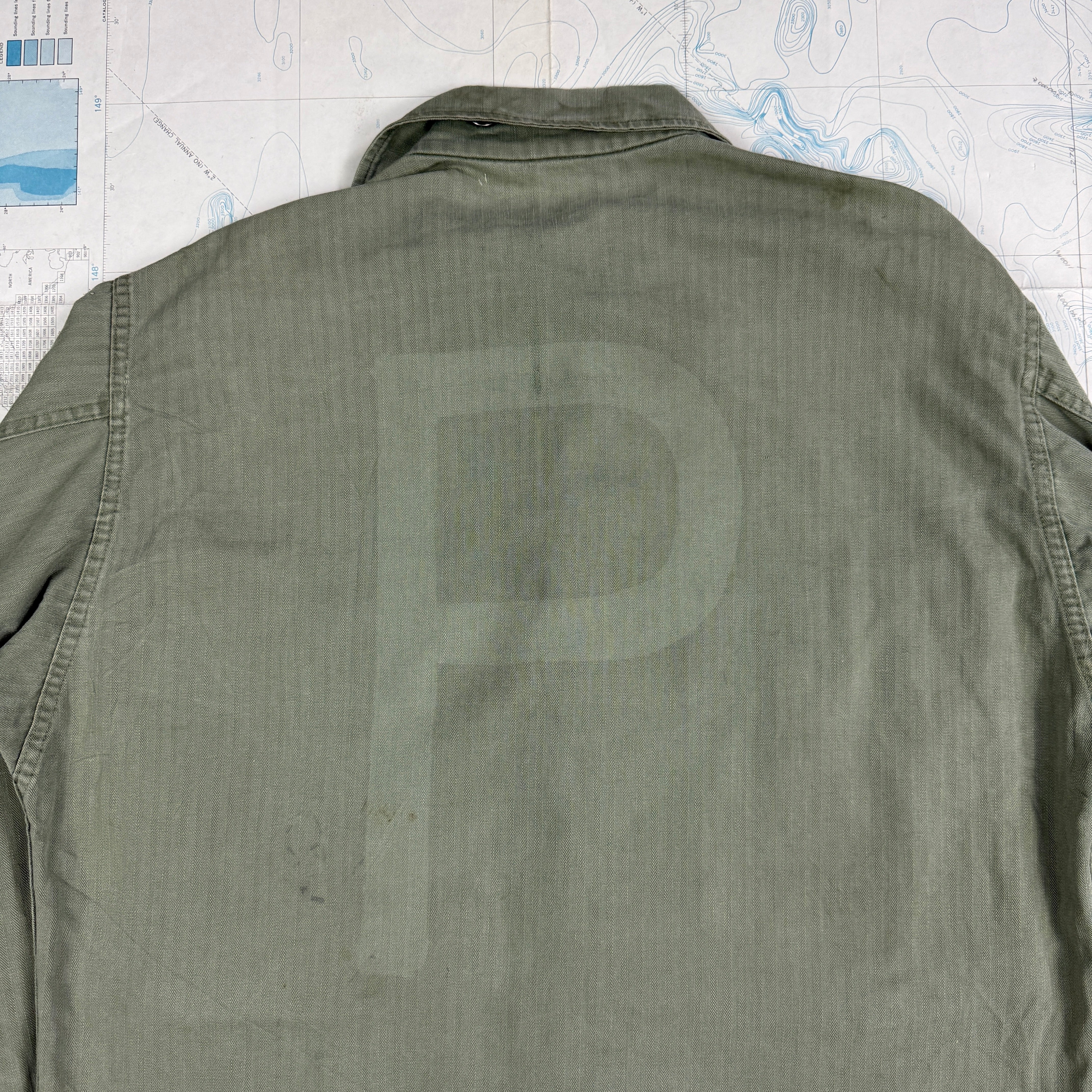 US Army WW2 HBT Fatigue Shirt with POW stencil