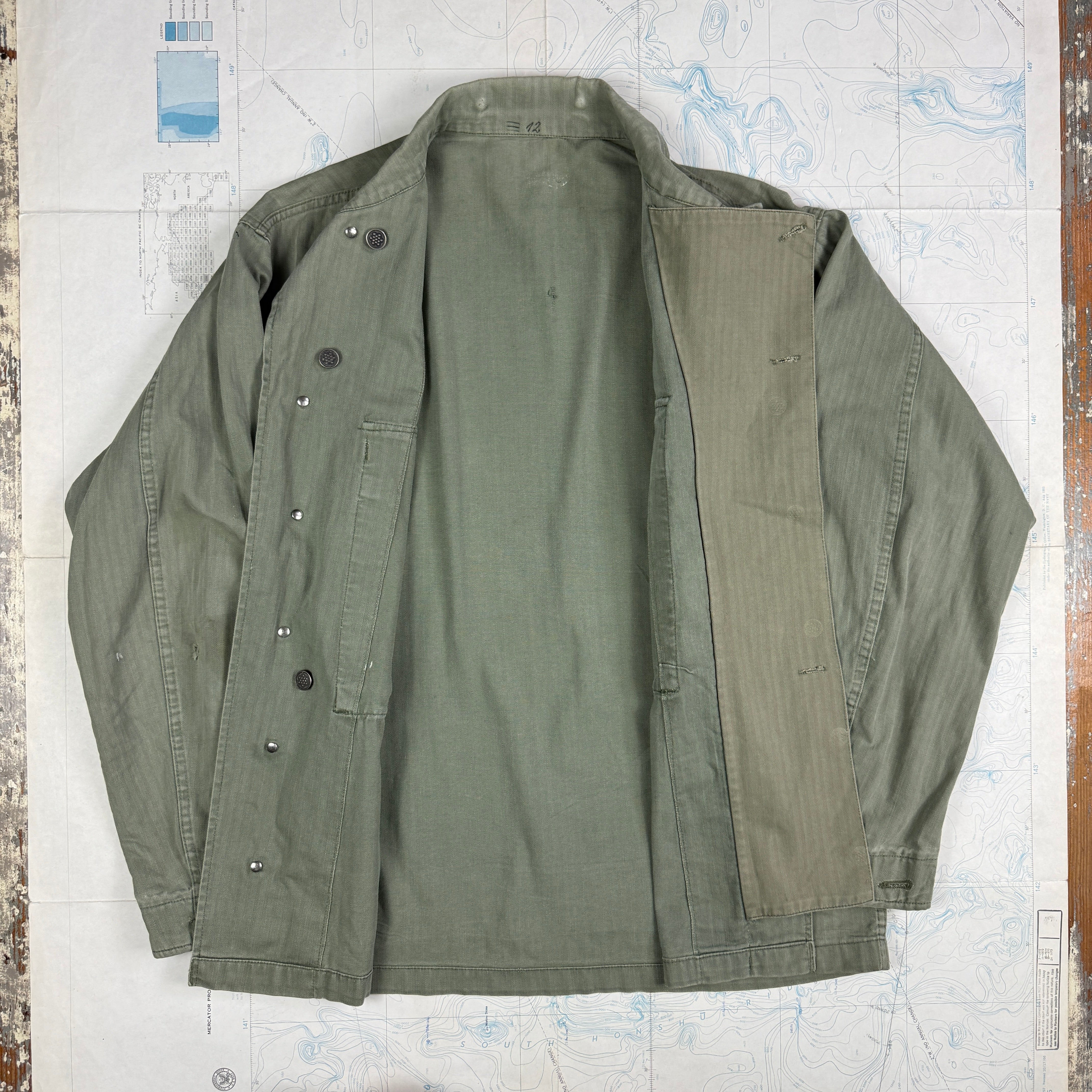US Army WW2 HBT Fatigue Shirt with POW stencil