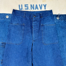 Load image into Gallery viewer, US Navy Pre-War Denim Dungaree Pants Size 32x32 - Mint Condition
