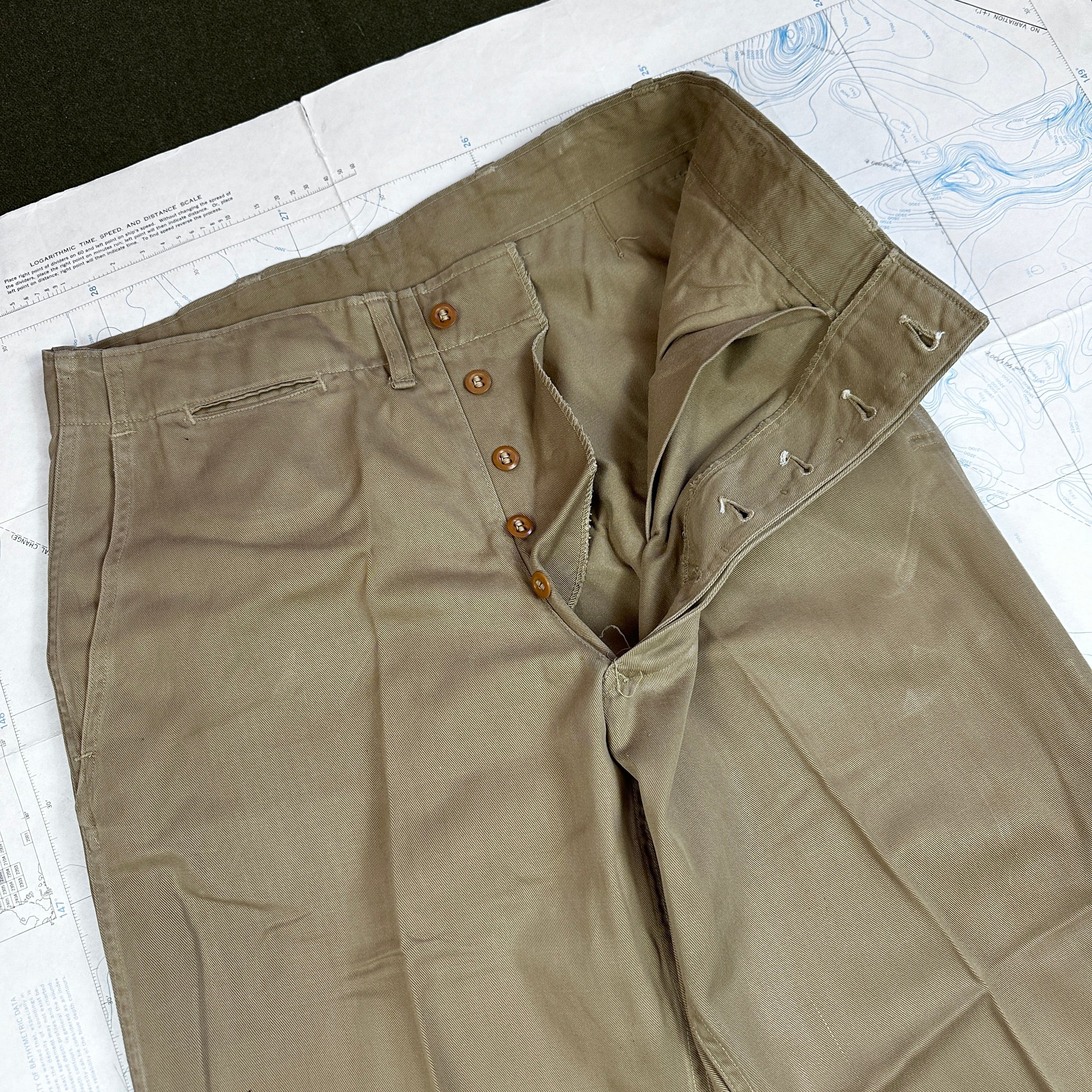 USMC WW2 Service Chino Trousers - Mint Condition - Named to KIA Marine Raider