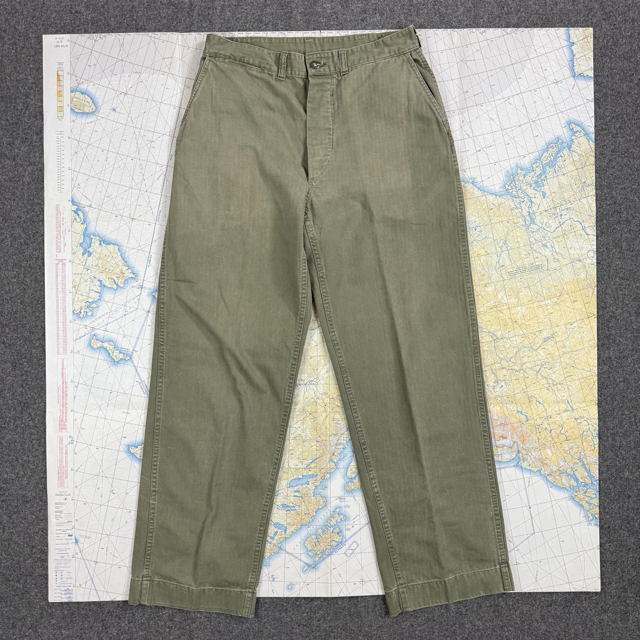 50s ヴィンテージ USMC P53 HBTパンツ USA W34L33 50s USMC P53 HBT Pants #vintageclothing#usmc#vintagemilitary