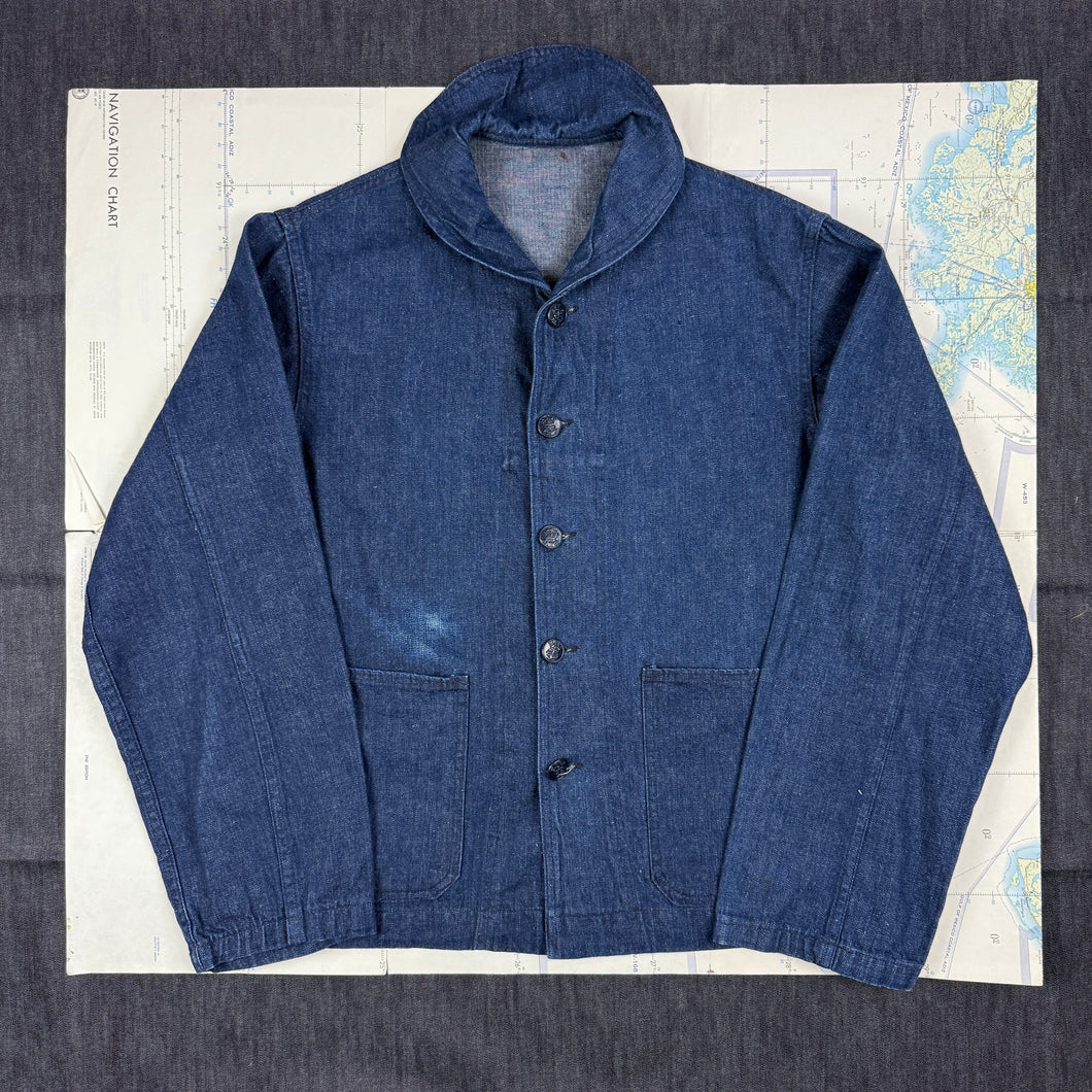 US Navy WW2 Denim Shawl Jacket - Mint Condition - Size medium