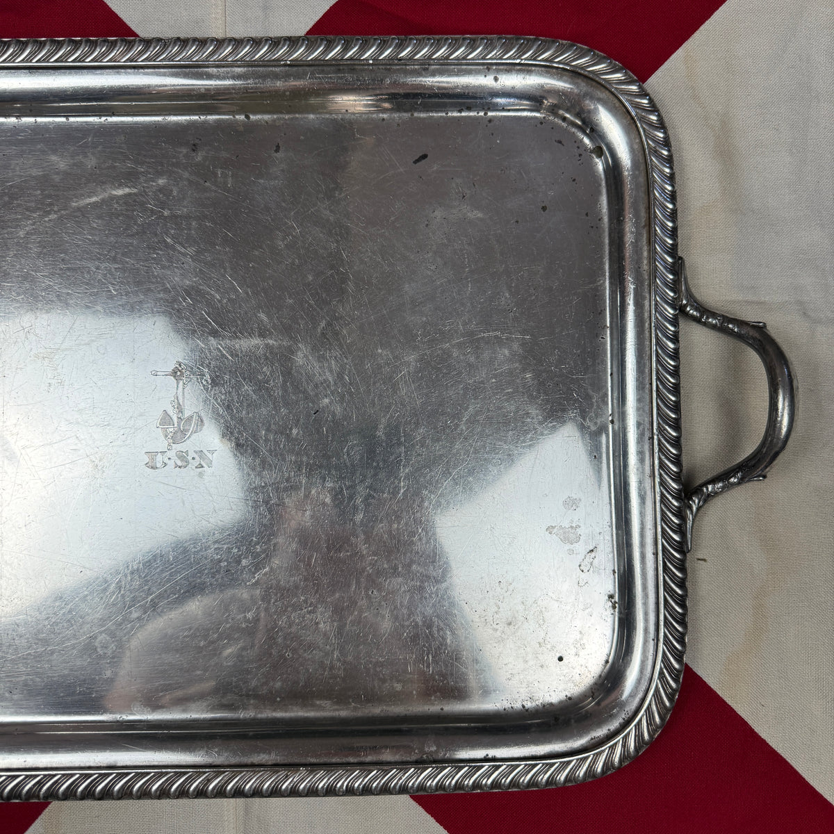 US Navy WW1 Silver Tray by Reed Barton