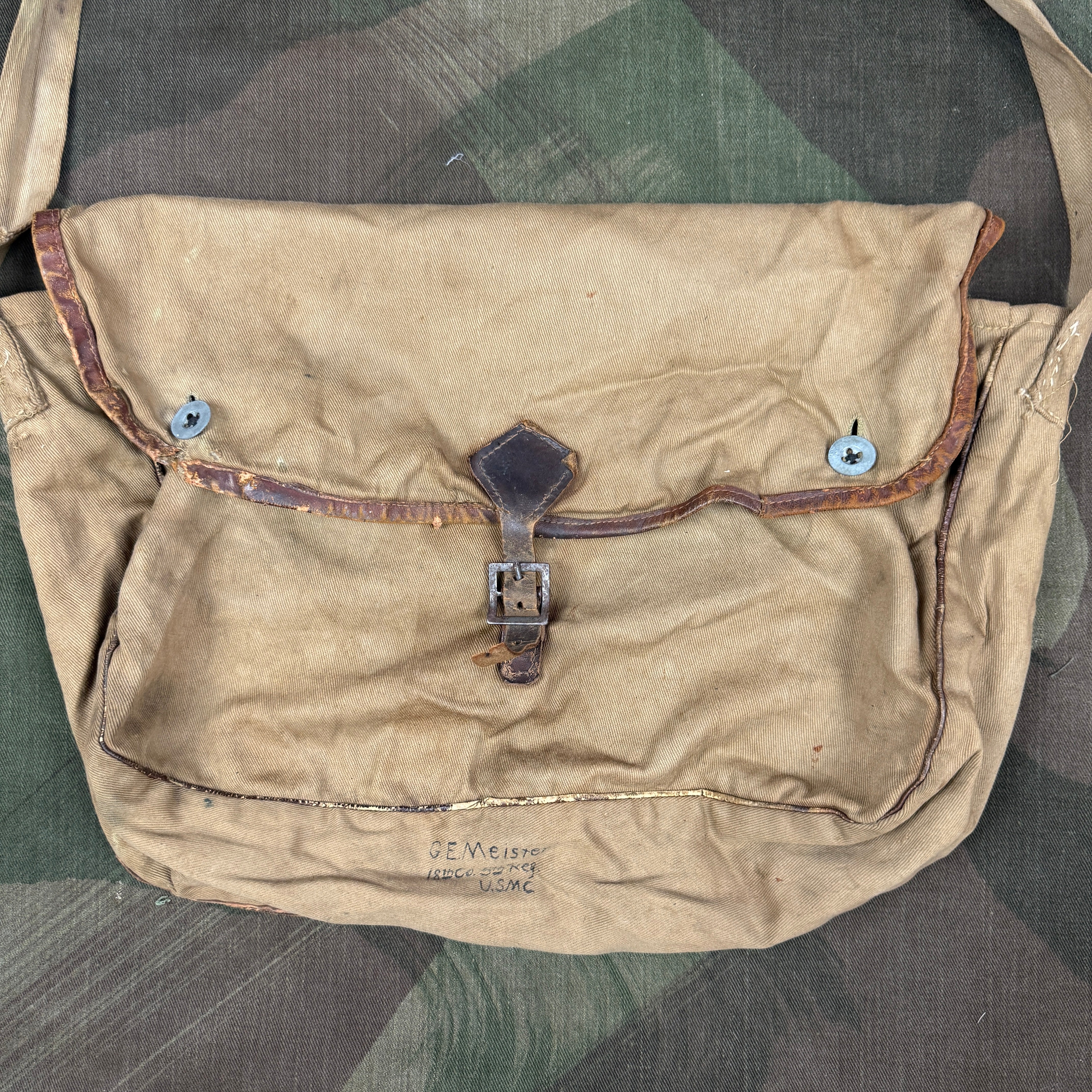 USMC WW1 Musette Bag named to 5th Marines