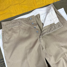 Load image into Gallery viewer, US Army 1937 Pattern Chino Trousers w/ Zinc Buttons - Size 36
