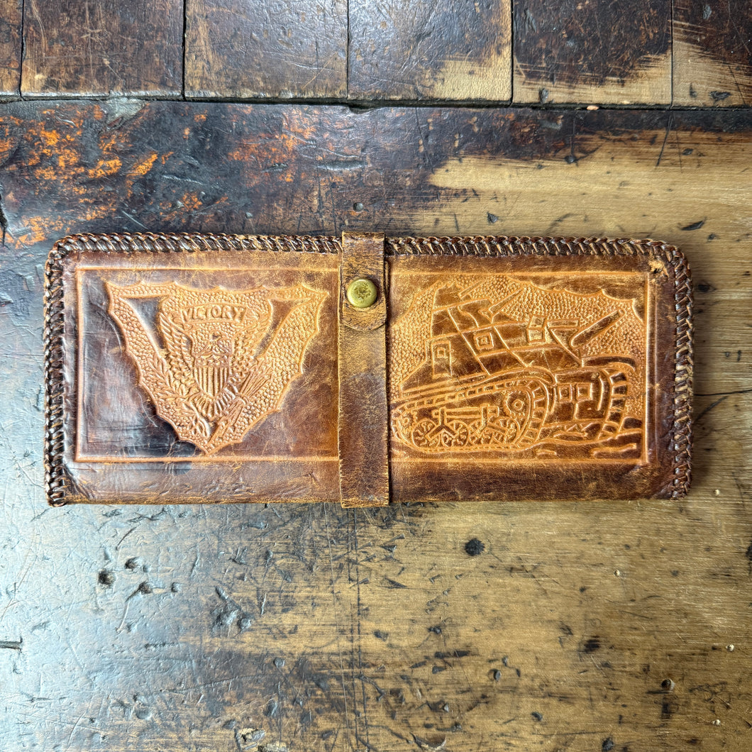 US Army WW2 Hand Tooled Victory Leather Waller