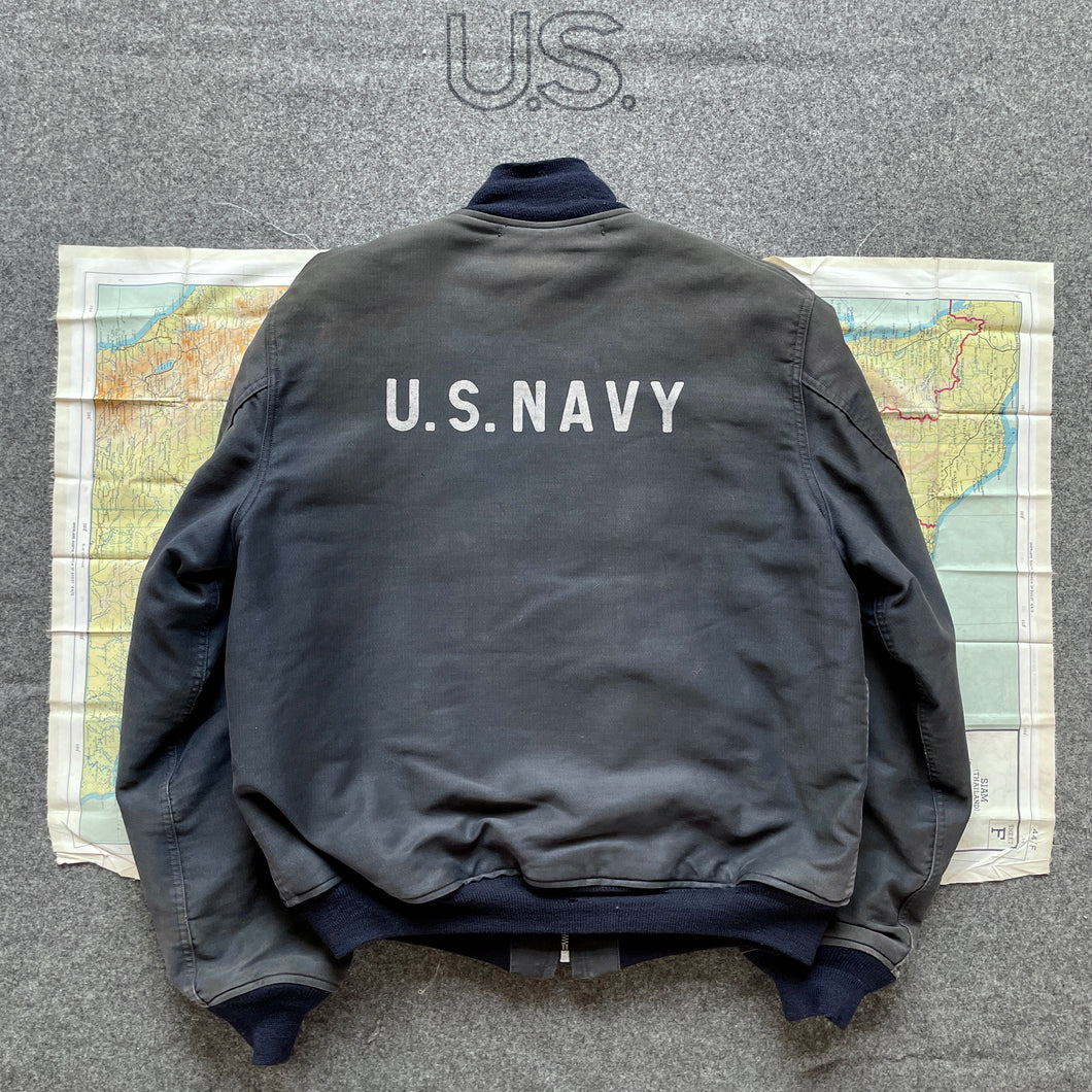 US Navy 1942 Blue Zip Deck Jacket - Mint Condition