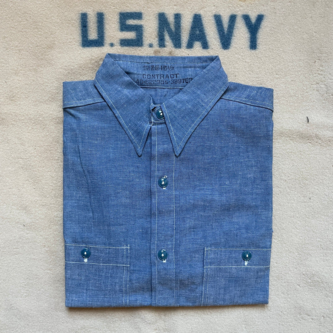 US Navy Late 40s Chambray Shirt Deadstock