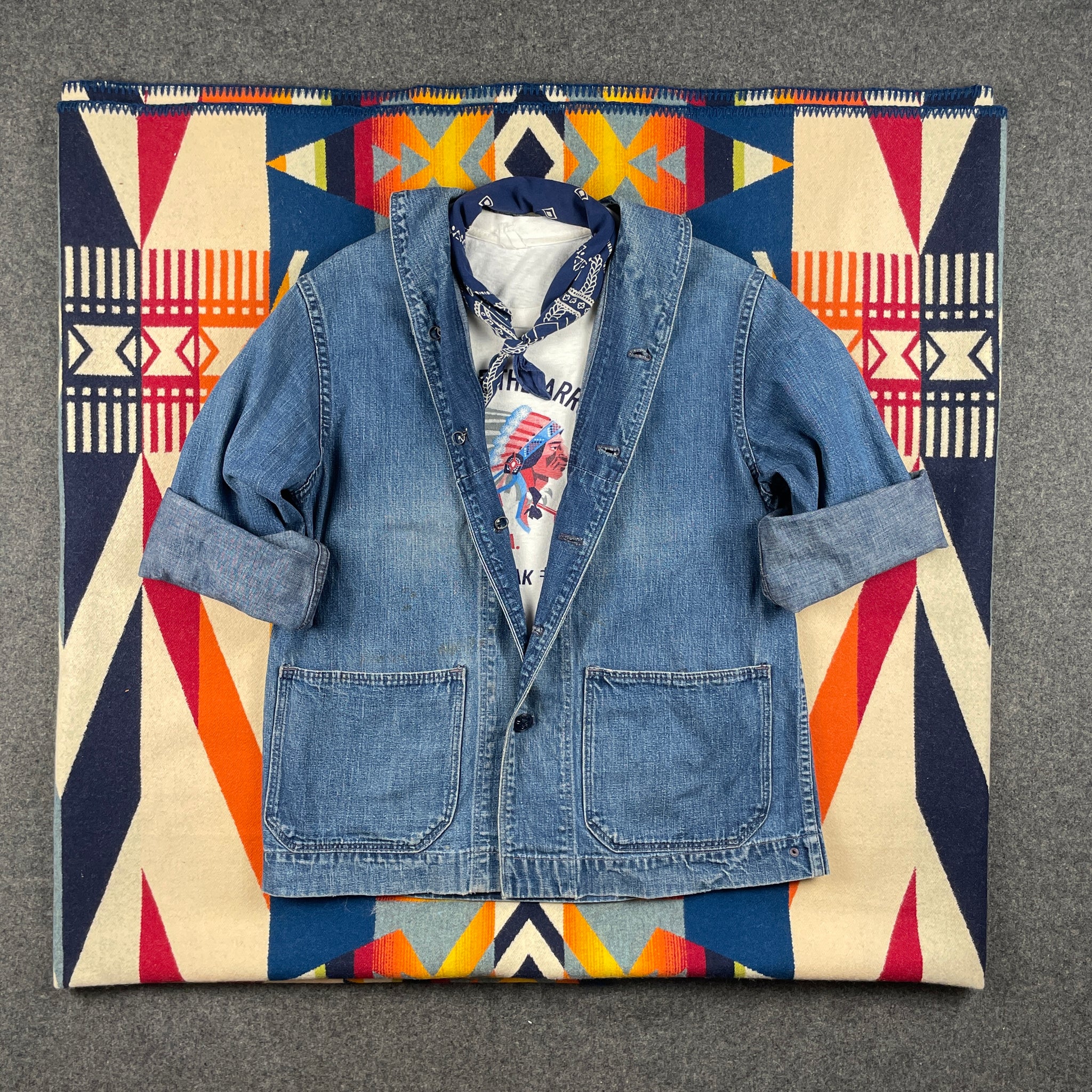 US Navy WW2 Denim Shawl Jacket – The Major's Tailor US Navy WW2 Denim Shawl Jacket – The Major's Tailor