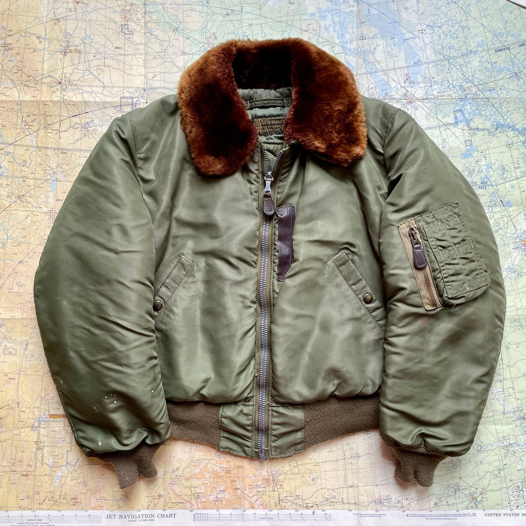 60s-70s 【B-15C】 Flight jacket Vintage Alpha Industries B-15C Flying Bomber Jacket Mens
