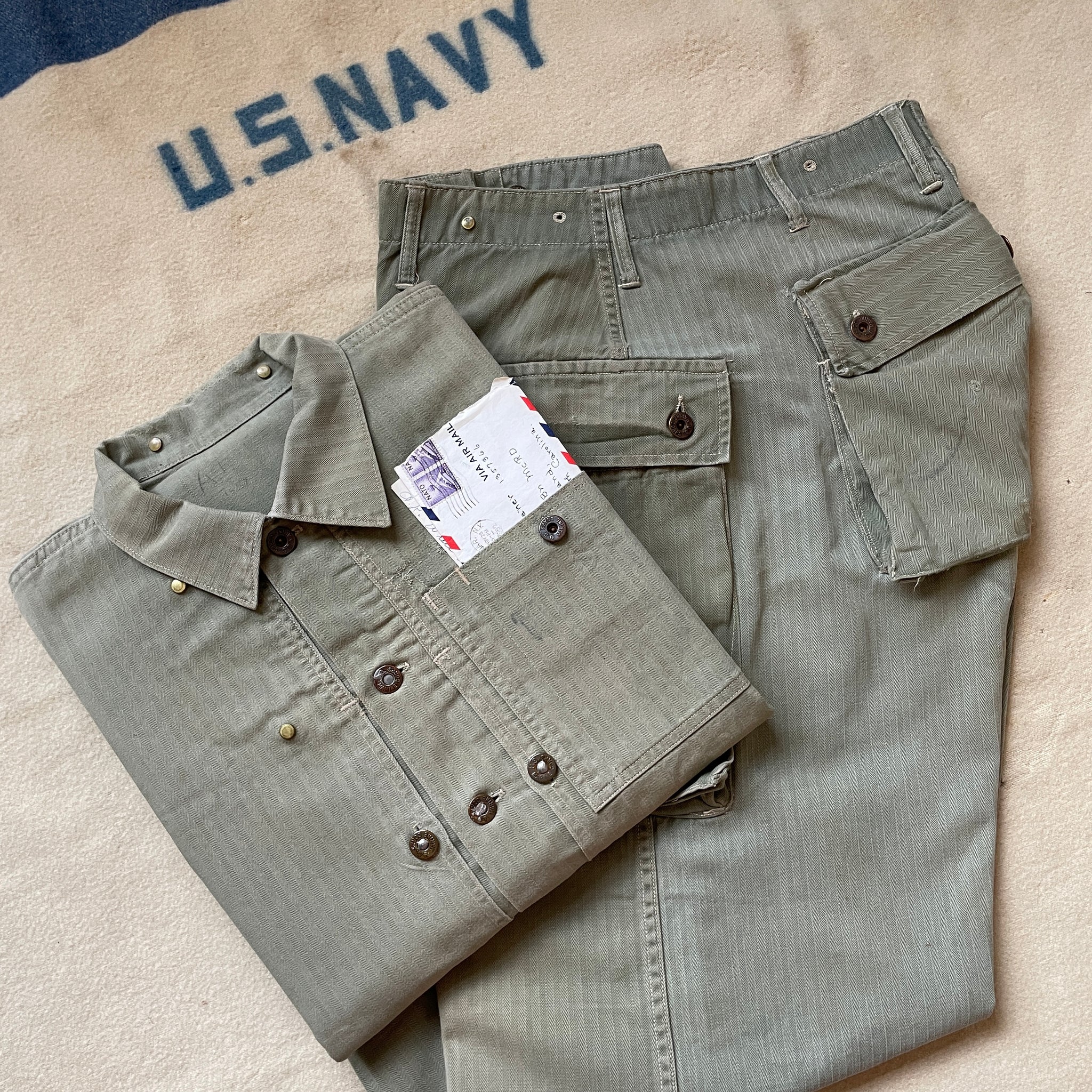 USMC Korean War P-44 Fatigue Shirt & Monkey Pants Set – The