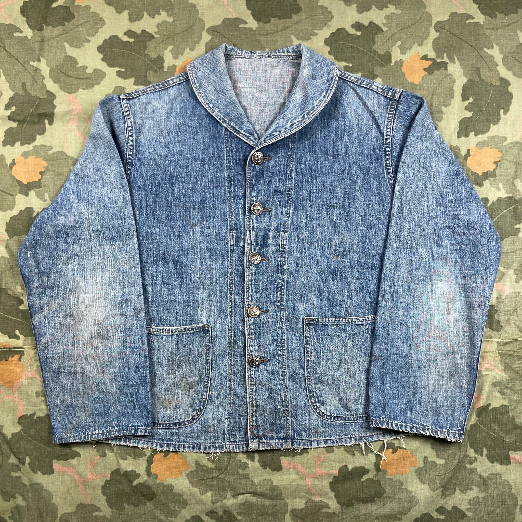 U.S.Navy Shawl Collar Denim Jacket